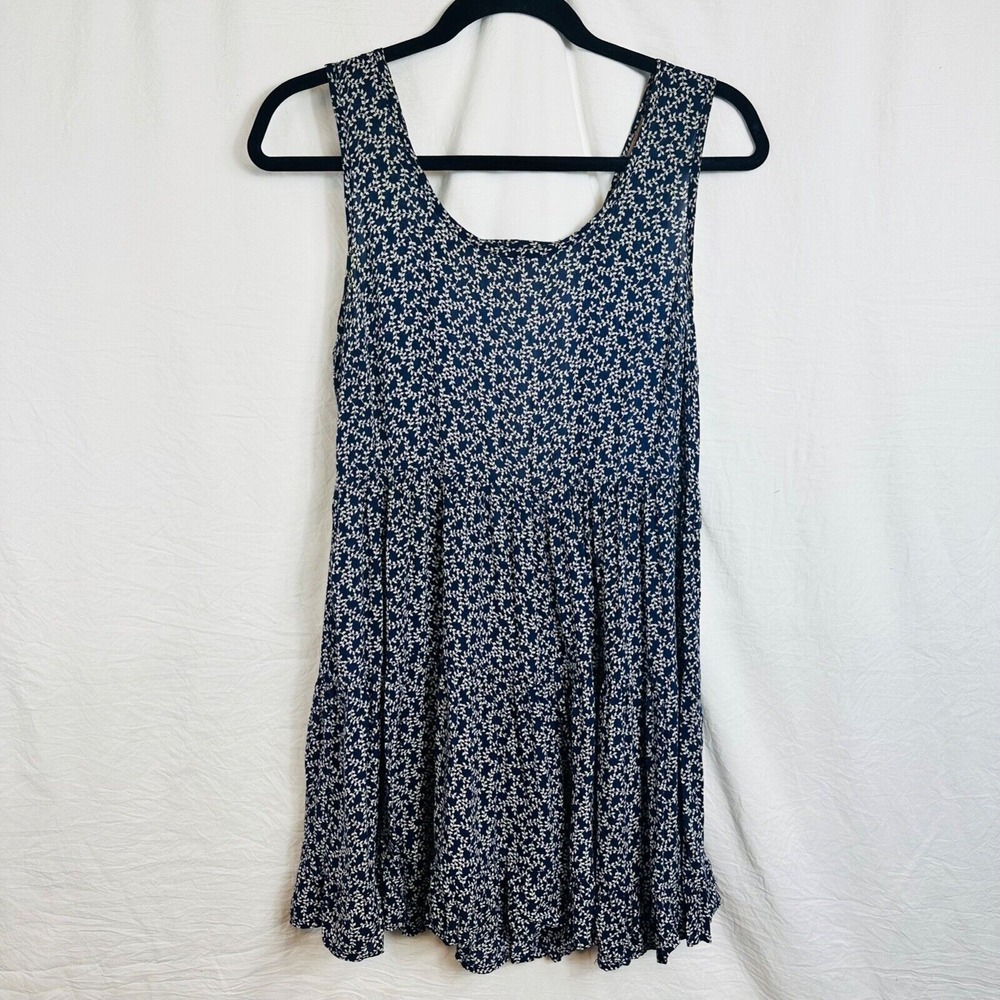 Blu Pepper Vintage Women's Printed‎ Blue Sleeveless Flowy Dress S